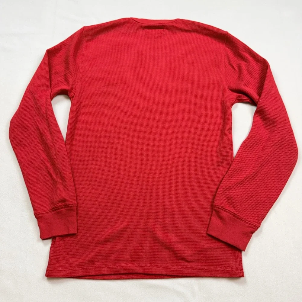 Polo Ralph Lauren‎ Mens Small Red Waffle Knit Polo Bear Thermal Sleepwear Shirt